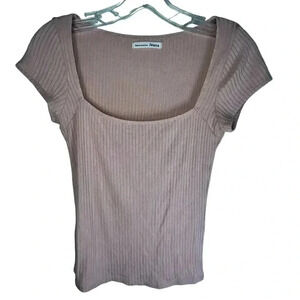 Reformation Jeans Women’s Pink Lightweight Casual‎ Ribbed Tee Small